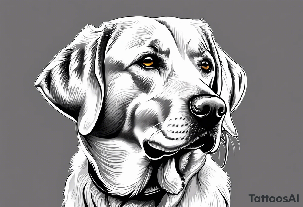 One happy yellow labrador retriever missing a part of the ear tattoo idea