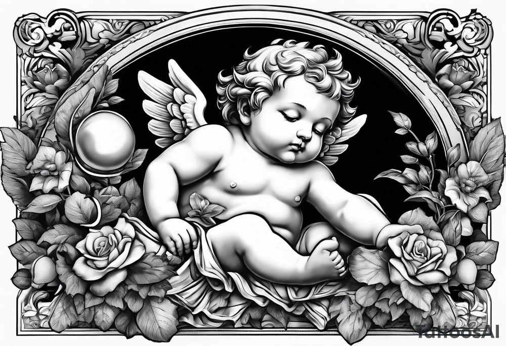 a cherub holding a money bag. make him sleeping tattoo idea a cherub holding a money bag. make him sleeping tattoo idea