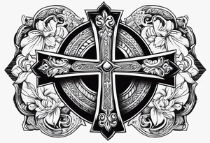 Western tattoo with a cross in the middle tattoo idea