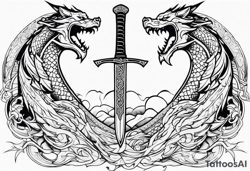 Valhalla prayer sword dragon axe tattoo idea