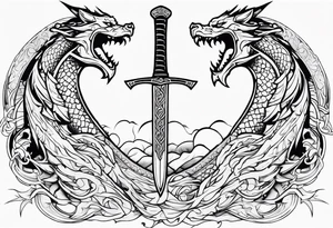Valhalla prayer sword dragon axe tattoo idea