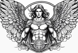 guardian angel with light backround for men tattoo idea