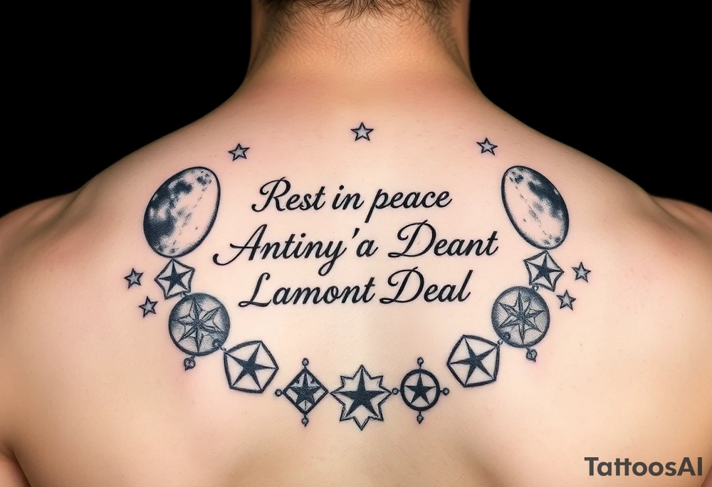 Rest in Peace
Anthony Lamont Deal 
surrounded by moons and stars tattoo idea