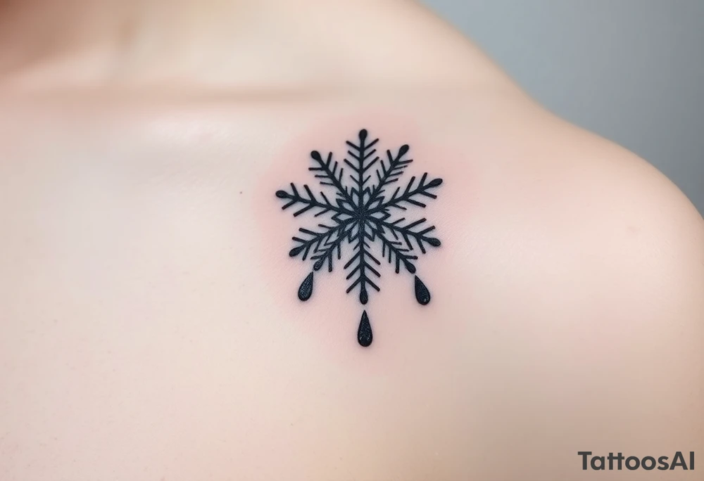 A snowflake melting and turning into rain drops tattoo idea