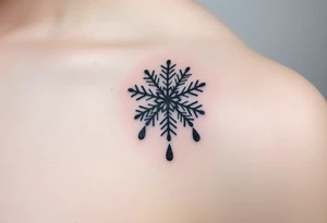 A snowflake melting and turning into rain drops tattoo idea