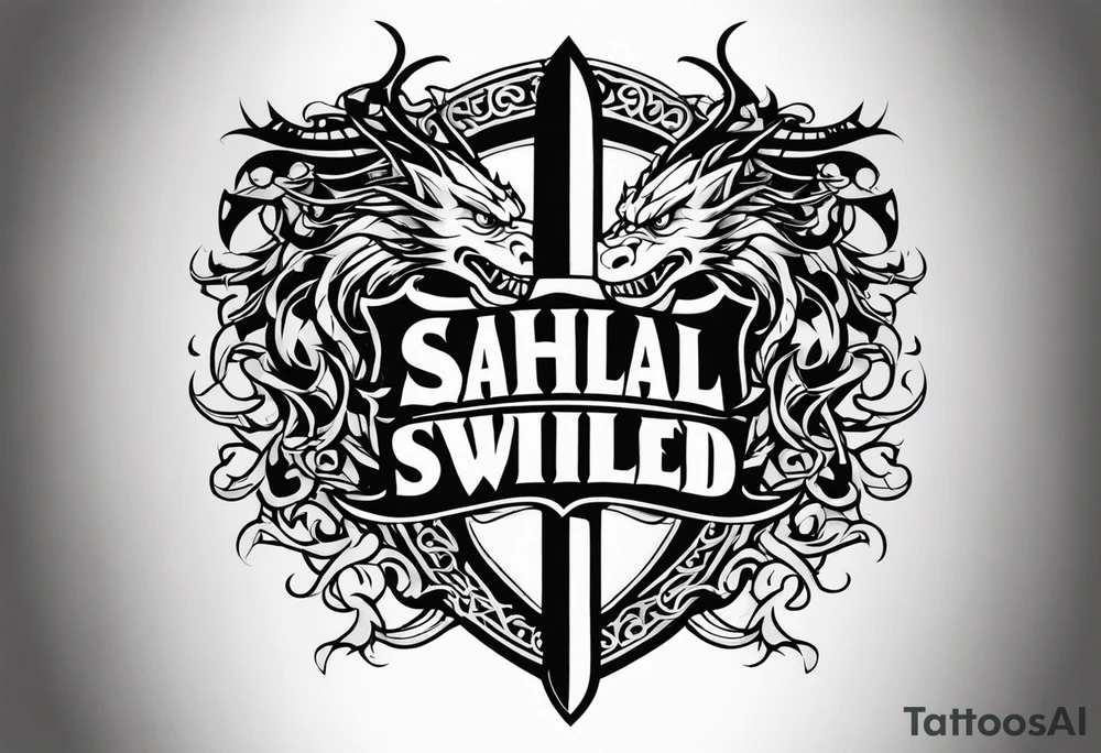 Valhalla sheild dragon sword tattoo idea
