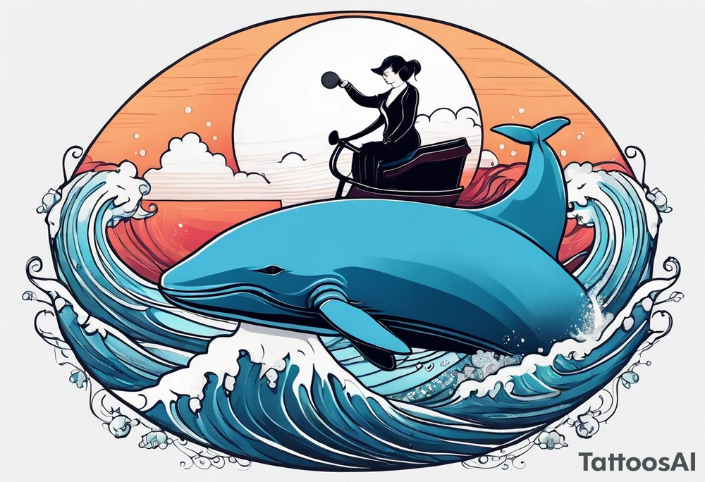 hairless cat riding a whale tattoo idea