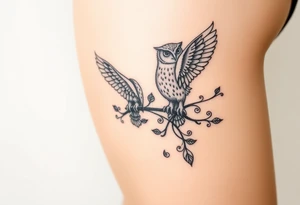 Celtic work and owls tattoo idea