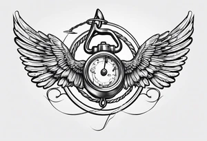 fishing hook with halo and wings tattoo idea