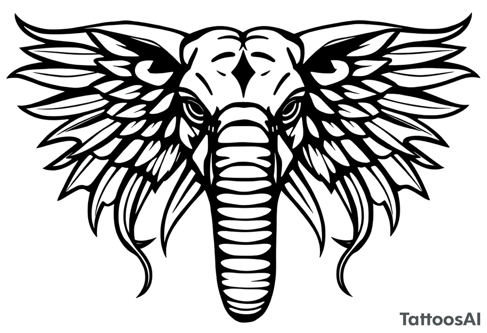 An egyptian strong elephant with a eyeball underneath its body tattoo idea