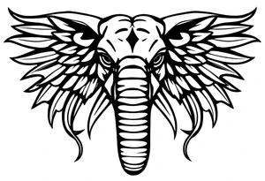 An egyptian strong elephant with a eyeball underneath its body tattoo idea