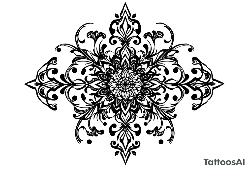 mytical shaman and witch ancient ornament with rhyme tattoo idea