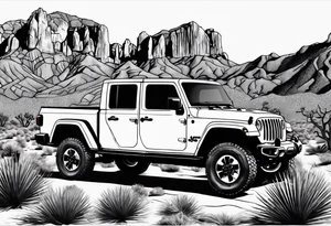 jeep gladiator dessert mountain Joshua tree tattoo idea