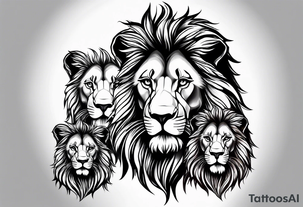 Father lion with two cub lions tattoo idea