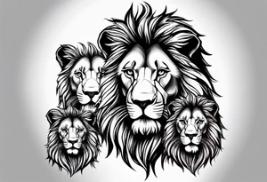 Father lion with two cub lions tattoo idea