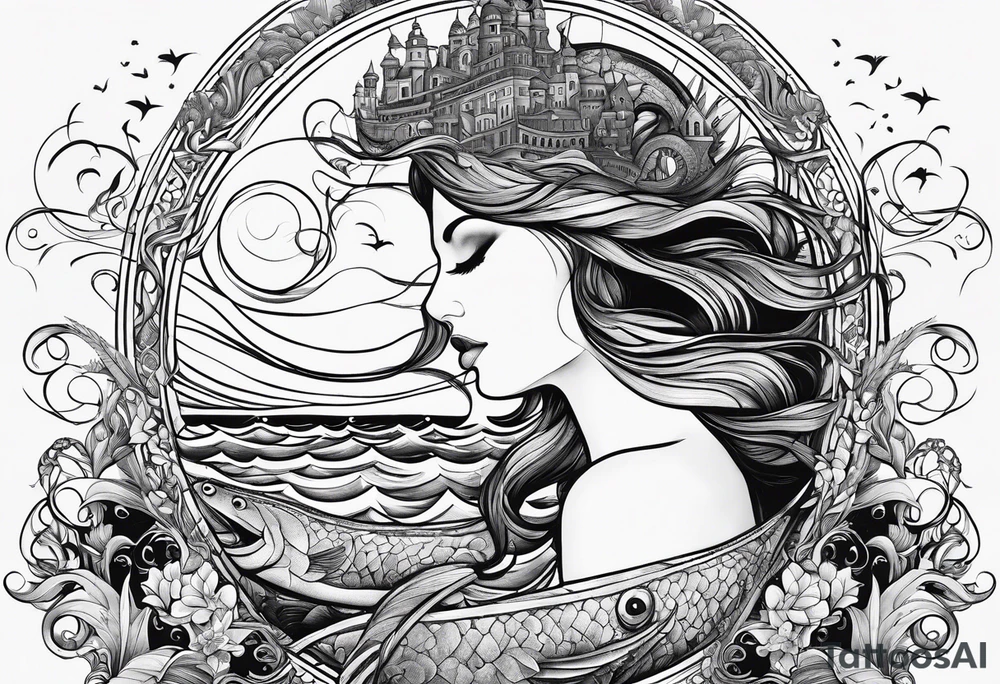 fantasy related, and sea related, with the words: "the sea does not dream of you" tattoo idea