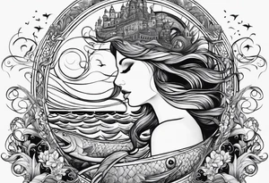fantasy related, and sea related, with the words: "the sea does not dream of you" tattoo idea