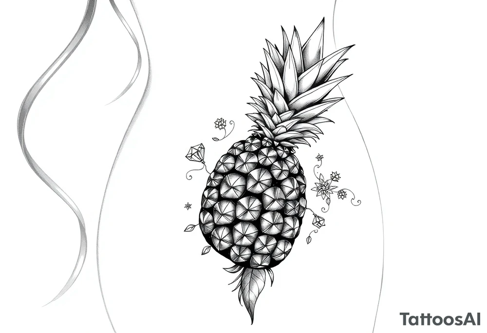 vagina and anus using a pineapple with diamonds and magestic tattoo idea