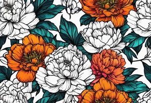 neon floral peonie clip art tattoo idea