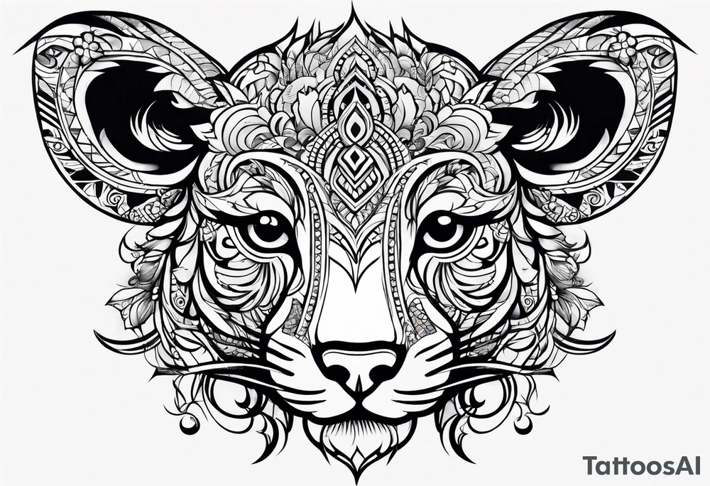 small animal face tattoo idea