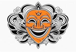 Laughing mask that is orange and black tattoo idea