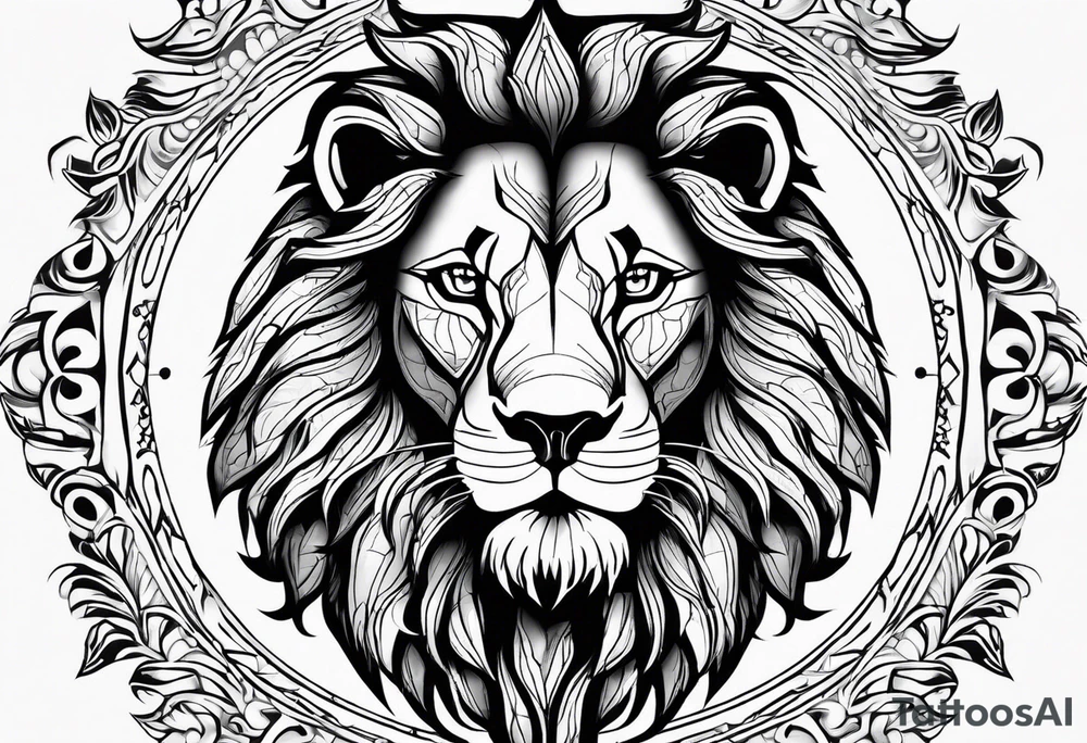 powerful majestic lion, close-up tattoo idea