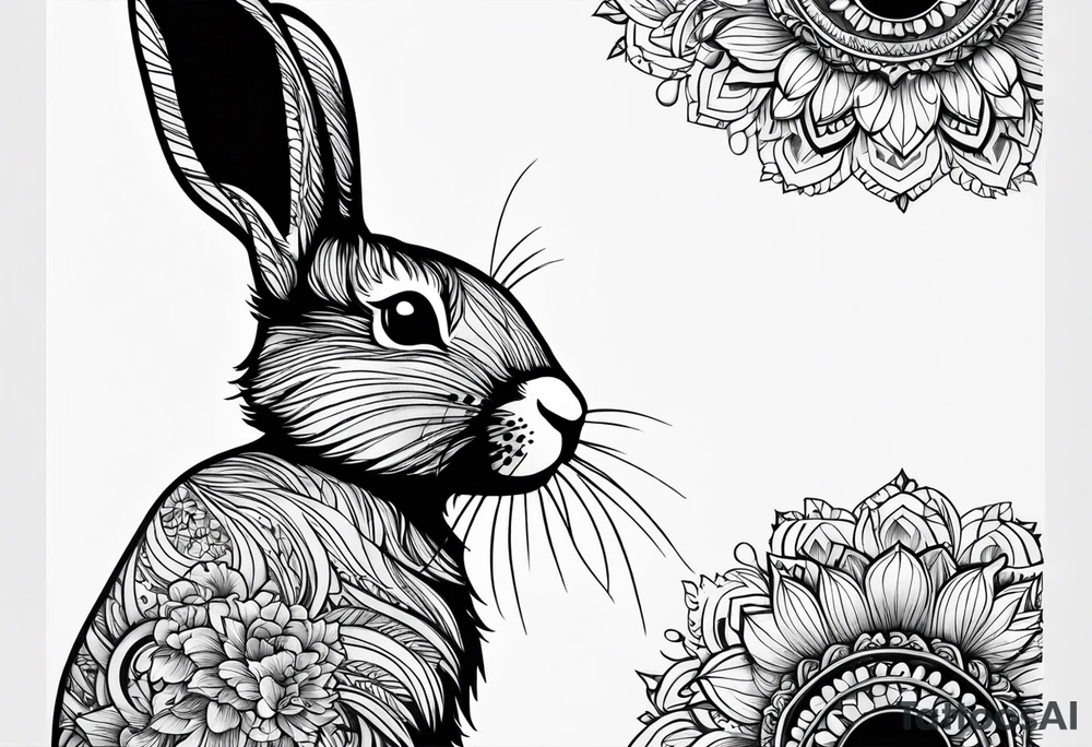 Bunny rabbit with Kirsty R written underneath tattoo idea
