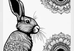 Bunny rabbit with Kirsty R written underneath tattoo idea