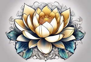 A sleeve with a a Rhaven A white Lotus 1990 and something showing change with the Rhaven tattoo idea