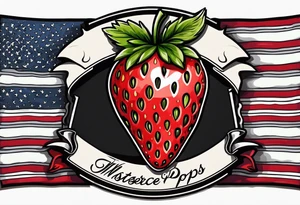 American traditional simple single  Strawberry with banner across it that says Pops tattoo idea