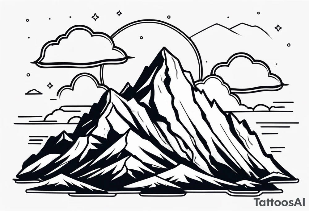 mountains with clouds
 simple with banner tattoo idea