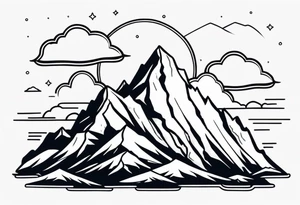 mountains with clouds
 simple with banner tattoo idea