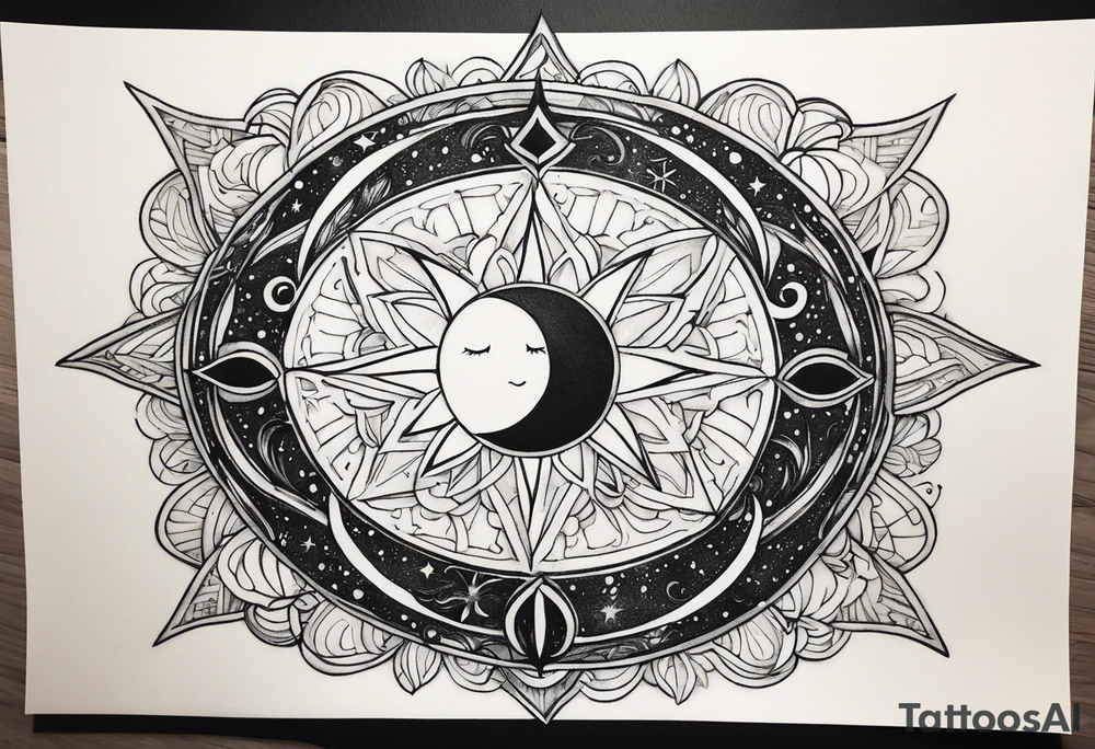 With all my heart and all my soul to the end of the universe To infinity and beyond.  sun and moon tattoo idea