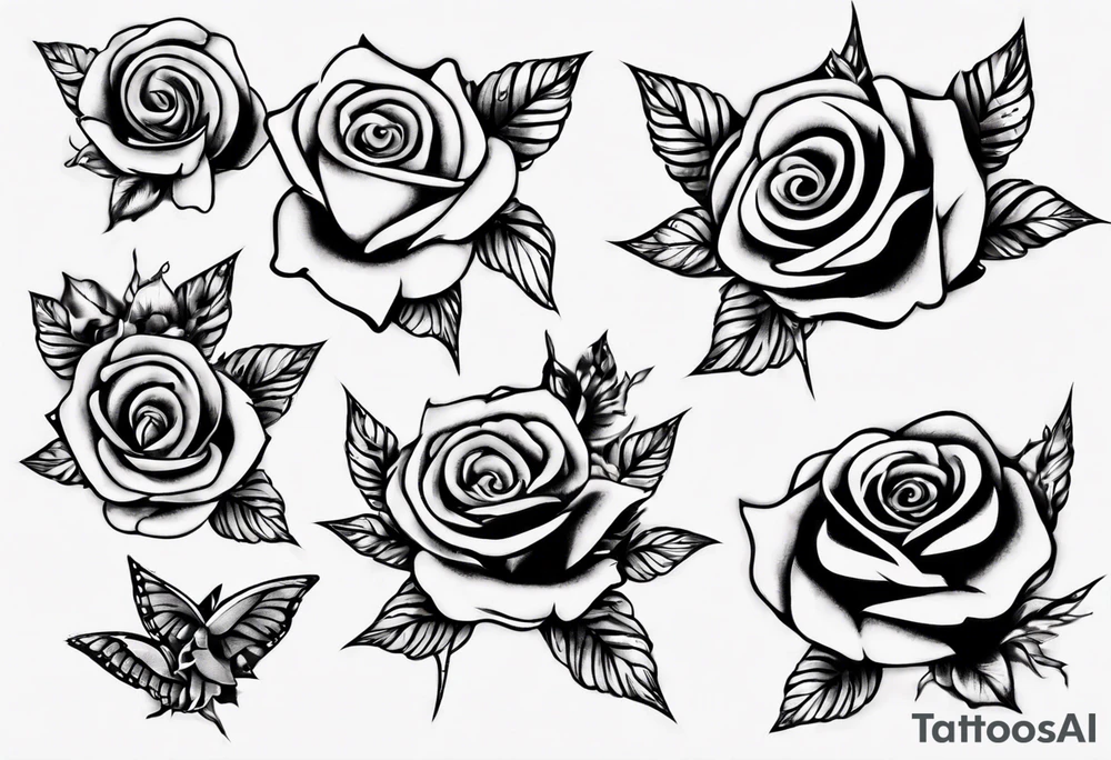 music stave hearth roses tattoo idea