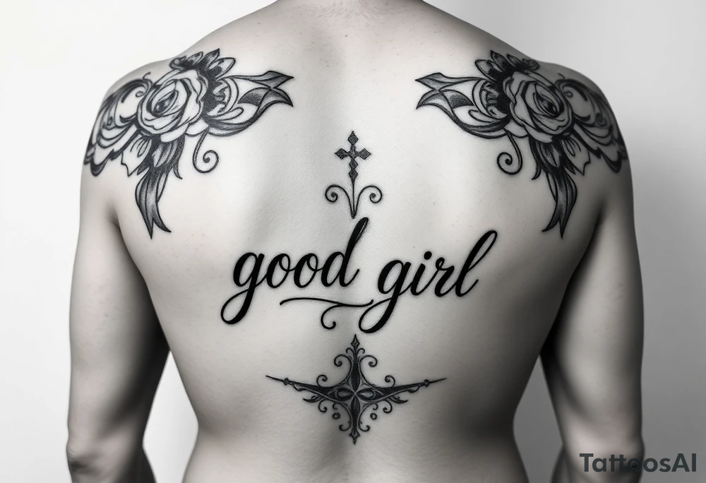 BDSM possessive butt tattoo for female with “good girl” incorporated into it dedicated to him tattoo idea
