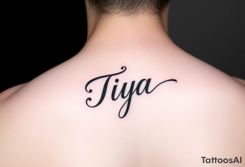 “Tiya” in writing on hand tattoo idea