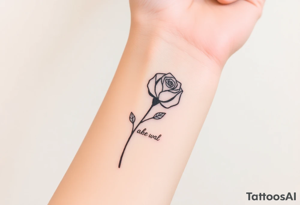 fine-line rose on my inner wrist, with the stem flowing down into a bible verse tattoo idea