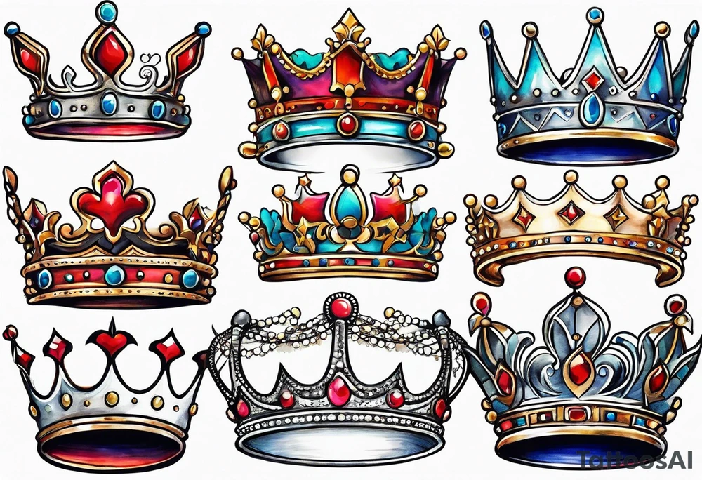 his and her crowns. Crowns only. Simplistic and detailed. fine lines tattoo idea