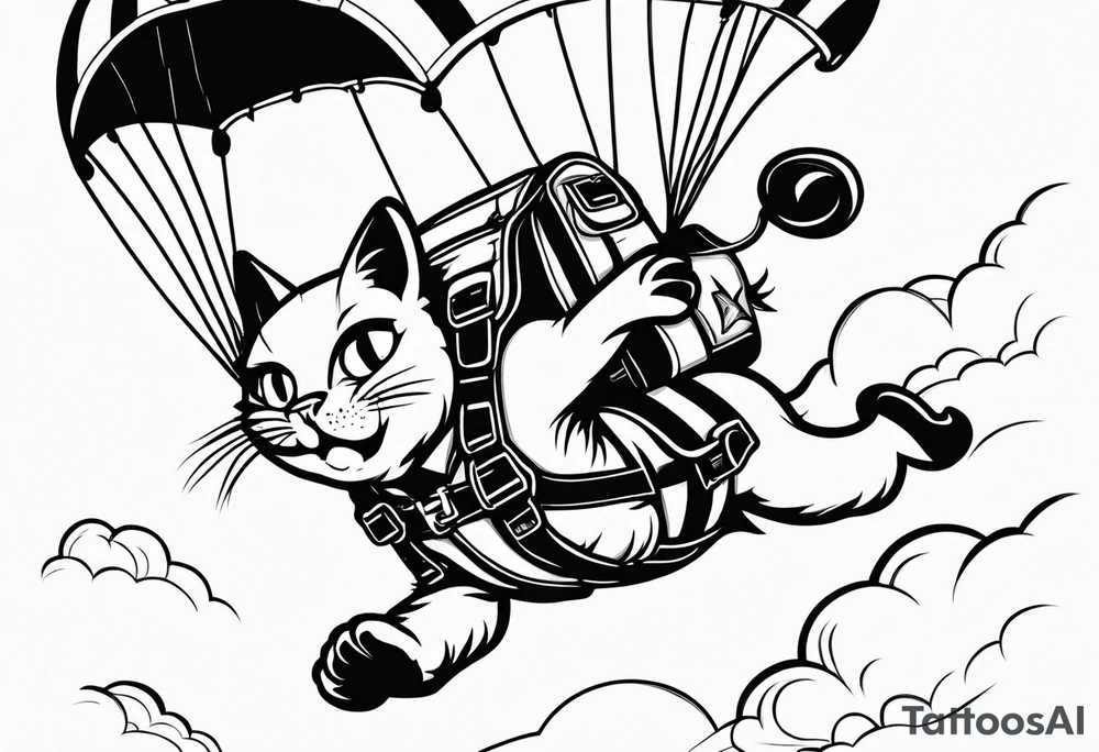 funny cat skydiving tattoo idea