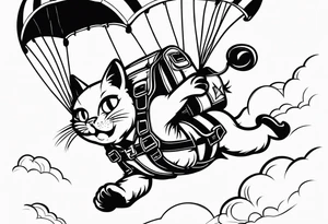 funny cat skydiving tattoo idea