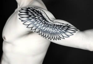 Shoulder to elbow wing tattoo idea