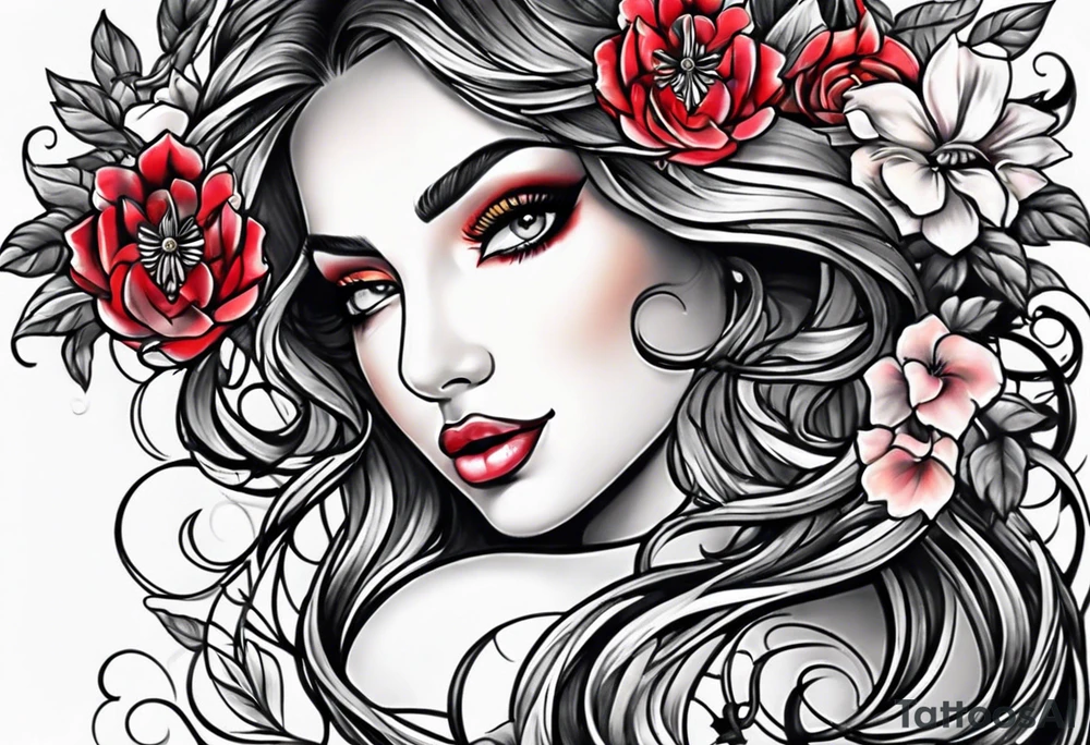 Music and flowers tattoo idea