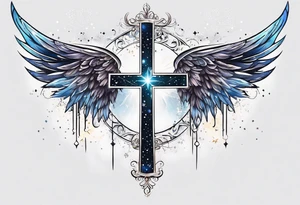 Constellation, Angel wing , snow , cross tattoo idea