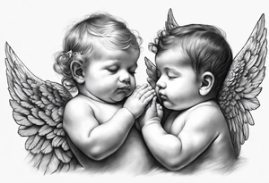 baby angels, praying, wings tattoo idea