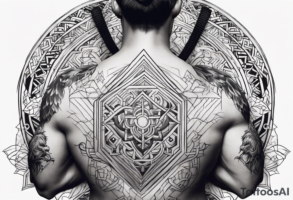 upper back tattoo that represent martial art tattoo idea