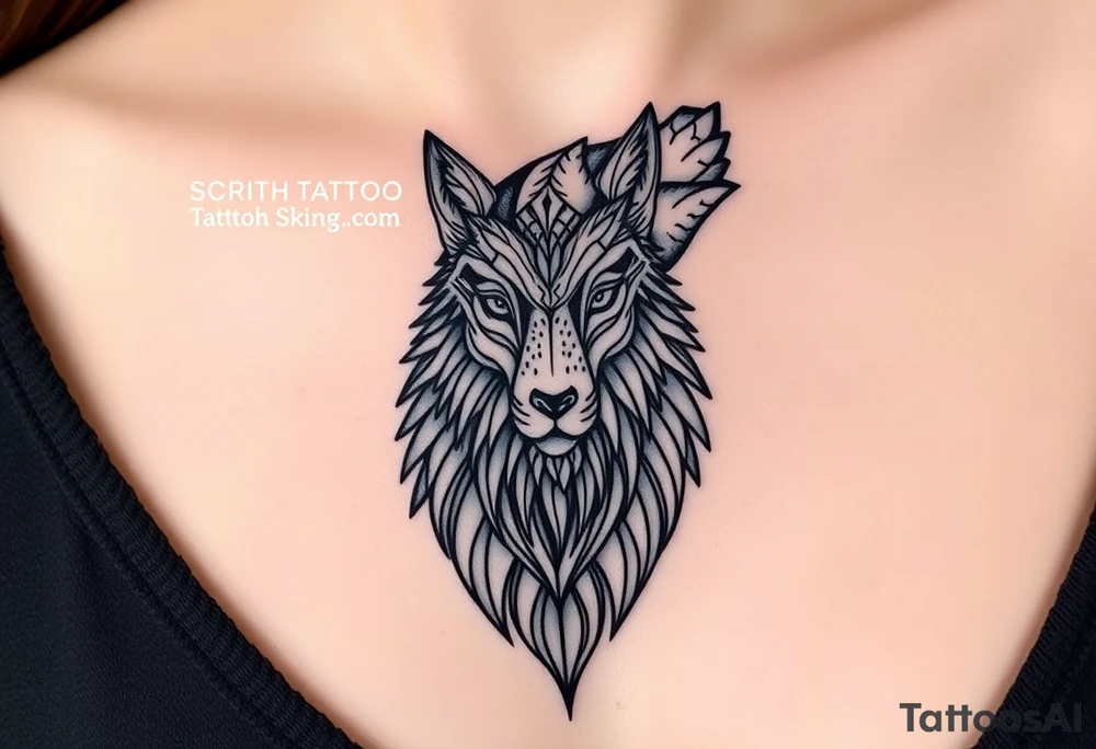 Sheep and wolf into a hybrid 
animal tattoo idea