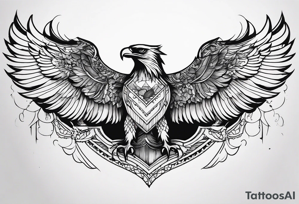 Eagle chest tattoo idea