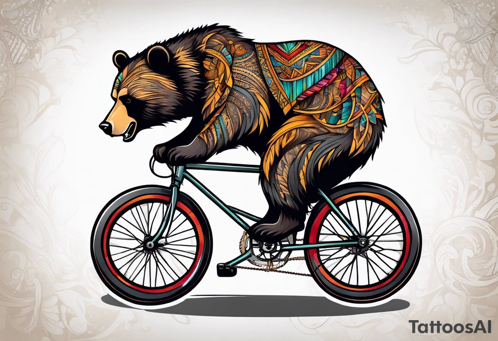 bear riding a bicycle tattoo idea