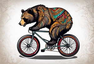 bear riding a bicycle tattoo idea