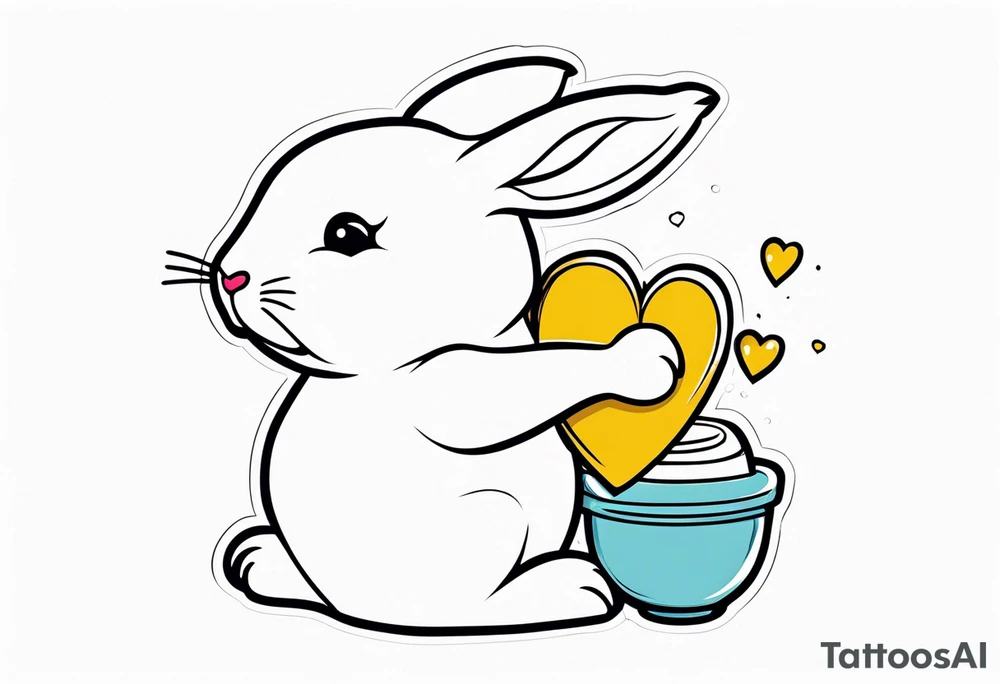 Side view outline of bunny with heart and honey pot minimalistic tattoo tattoo idea